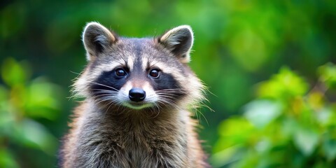 Charming and adorable raccoon in natural habitat, raccoon, wildlife, cute, fluffy, forest, mammal, nature