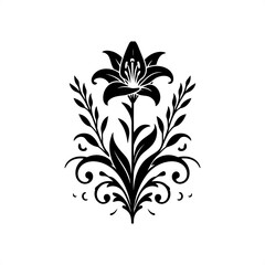 sample plant, tree in decorative emblem ornament, Victorian, art deco, art nouveau, boho, bohemian,  folk, flourish