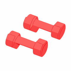 Red dumbbells in flat style vector isolated white background (11)