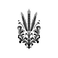 sample plant, tree in decorative emblem ornament, Victorian, art deco, art nouveau, boho, bohemian,  folk, flourish