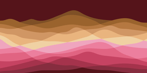 Mountain colors, translucent waves, sunset, abstract glass shapes, modern background, design vector illustration