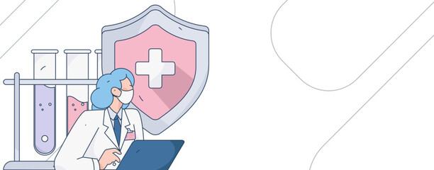 Medical characters fighting the epidemic flat vector concept operation hand drawn illustration
