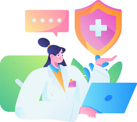 Medical characters fighting the epidemic flat vector concept operation hand drawn illustration
