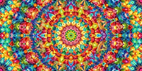 Obraz premium Vibrant and colorful kaleidoscope wallpaper design, abstract, pattern, vibrant, colorful, vivid, geometric, background