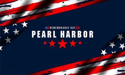 Pearl Harbor Remembrance Day poster with USA flag. Vector background .