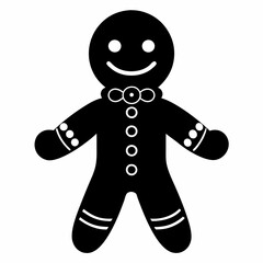 Gingerbread man holiday biscuit or cookie flat vector icon, Gingerbread man silhouette vector