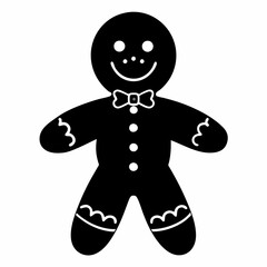 Gingerbread man holiday biscuit or cookie flat vector icon, Gingerbread man silhouette vector
