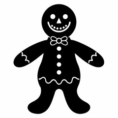 Gingerbread man holiday biscuit or cookie flat vector icon, Gingerbread man silhouette vector