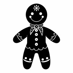 Gingerbread man holiday biscuit or cookie flat vector icon, Gingerbread man silhouette vector