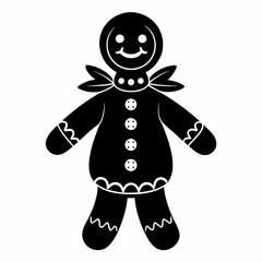 Gingerbread man holiday biscuit or cookie flat vector icon, Gingerbread man silhouette vector