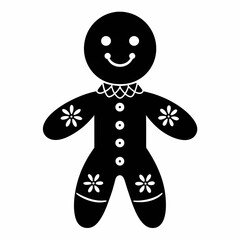 Gingerbread man holiday biscuit or cookie flat vector icon, Gingerbread man silhouette vector