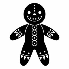 Gingerbread man holiday biscuit or cookie flat vector icon, Gingerbread man silhouette vector
