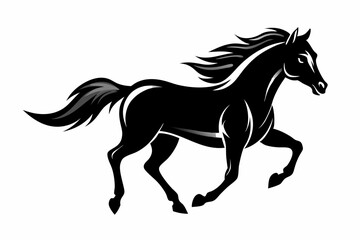 Running horse silhouette  vector illustration 