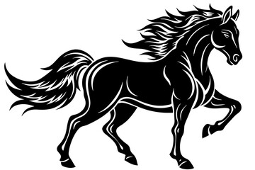 Running horse silhouette  vector illustration 