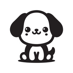 Cute Dog Silhouette Vector Art for Illustration Design.