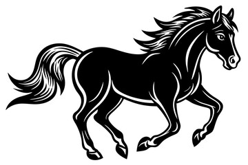 Running horse silhouette  vector illustration 