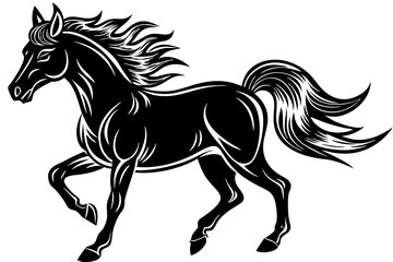 Running horse silhouette  vector illustration 