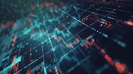 Fototapeta premium financial stock market graph on technology abstract background financial background with a grid of intersecting lines, symbolizing stability and analytics