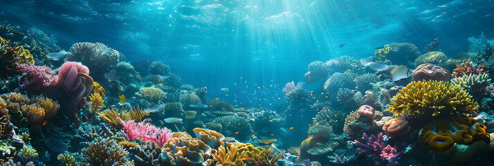 Obraz premium Underwater, sea, coral, ocean, under, background