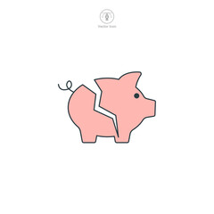 Obraz premium Bankruptcy Icon symbol vector illustration isolated on white background