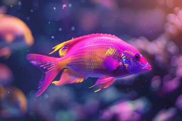 Vividly colored tropical fish swims gracefully in a mesmerizing underwater scene