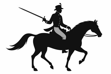 Silhouette of a horseman with a saber vector illustration 