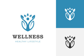 Human leaf Abstract Wellness Logo icon design for healthy life, health, farm, agriculture vector logo illustration