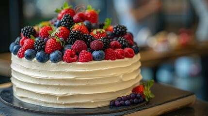 Delicious Cake with Fresh Berries