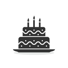 Birthday cake with candles icon isolated vector illustration.
