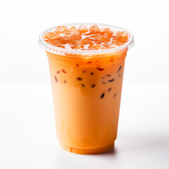 Chilled Thai Tea Delight: A Refreshing Treat in a Transparent Cup
