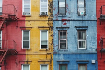 Obraz premium Multicolored Brick Building Facade.