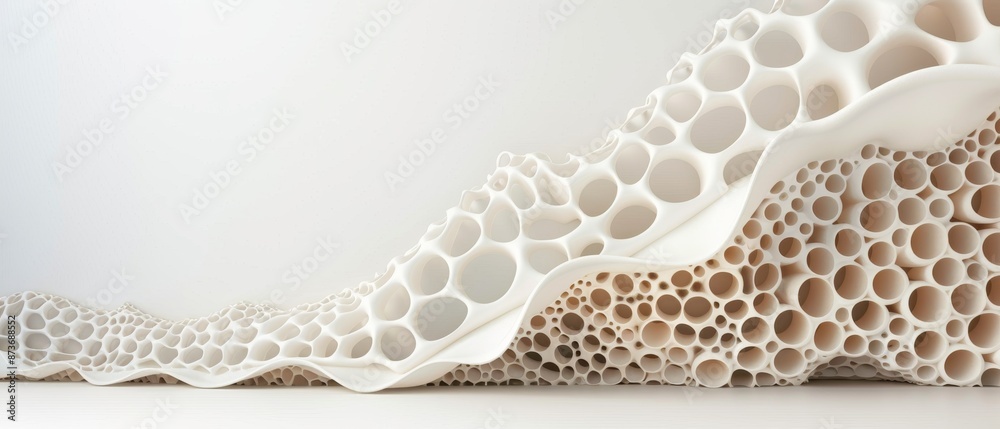 Fototapete abstract 3d rendering of organic structure with honeycomb pattern, showcasing intricate design and m