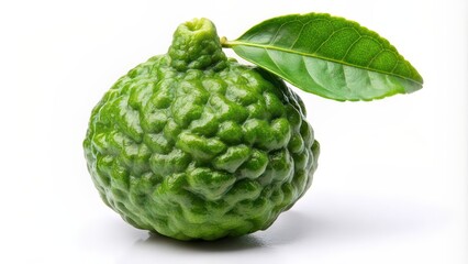 Kaffir lime isolated on white background with clipping path , Kaffir lime, Citrus hystrix, fruit