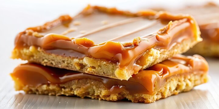 Close-up of caramel crack perfection, showcasing the sweet satisfaction of indulging in a rich, gooey treat, caramel