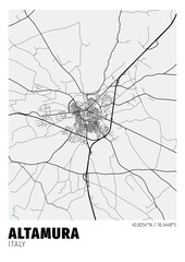 Altamura City, Italy Map - Altamura City White Maps Poster Wall Art Home Decor Ready to Printable	

