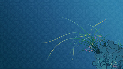 Orchid oriental painting illustration moon and clouds 난초 사군자 난초 일러스트 동양화 산수화