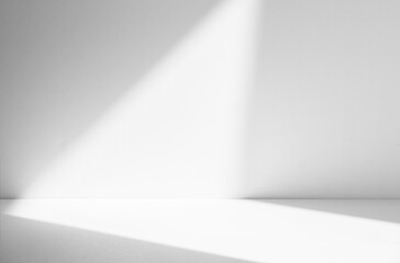 Wall interior background, studio and backdrops show products.with shadow from window color white and grey. background for text insertion and presentation product