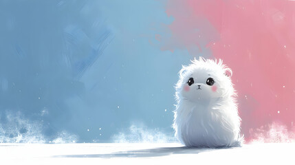 Cute Fluffy White Animal Illustration