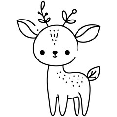 cute animal doodle cartoon design hand drawn wild animal pet and farm animal 