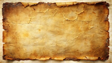 Decrepit, worn, and faded ancient parchment with cracks, tears, and yellowed edges, worn away by the passage of time.