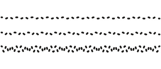 Obraz premium Set of black and white borders made of dots. Vector illustration, Set of black rope borders. Vector illustration isolated on white background.