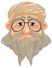 Illustration of an elderly man with a turban