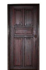 Vintage wooden door isolated on the white background.