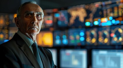 The picture of the senior russian male in his early 60s working as energy sector executive, the executive require skills like resource management, industry experience and communication skills. AIG43.