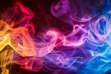 Abstract background featuring colorful swirling smoke patterns in red, blue, and purple hues