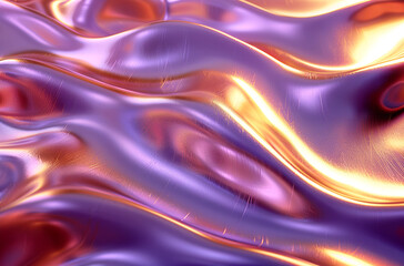 Obraz premium 3d pink and purple fluid abstract background holographic foil metallic texture liquid metal surface