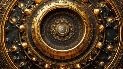 Obraz premium Baroque Classical Abstract Marble Framed Ceiling Art with Ornate Border. Luxury Lavish Decor Victorian Elements with Seamless Pattern Background Texture