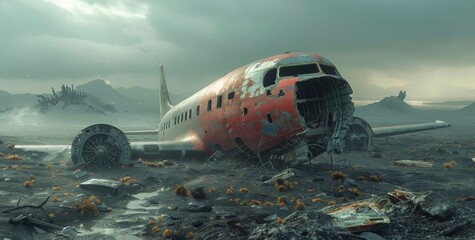 A Crashed Airplane in a Post-Apocalyptic City