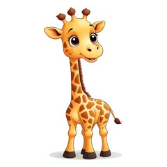 Obraz premium Cartoon giraffe with big eyes and brown spots. Suitable for childrens books, nursery decor, stationery, and educational materials.
