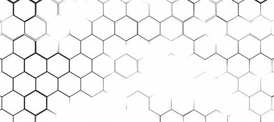 Fototapeta premium white background, seamless pattern of black hexagon grid line